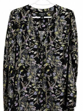 Torrid Harper Floral Georgette Ruched Sleeve Blouse Size 3 3X